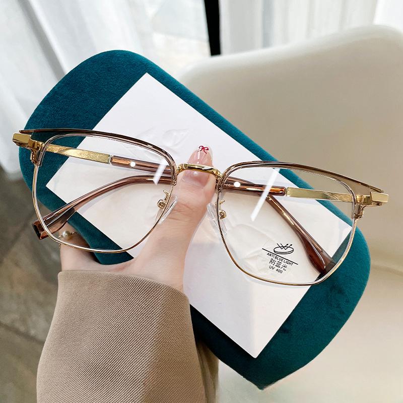 

Мужская полуоправа для науки и техники может быть оснащена очками для близорукости, оправа Xiaohongshu, интернет-знаменитости, плоские очки с защитой от синего света