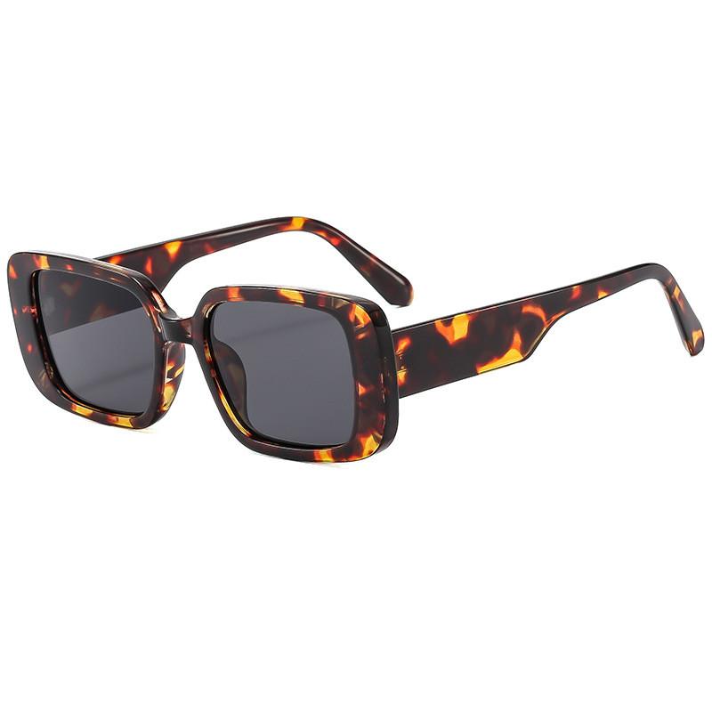Retro Square Black Sunglasses With Grey Lenses Uv400 For Outdoor Sports