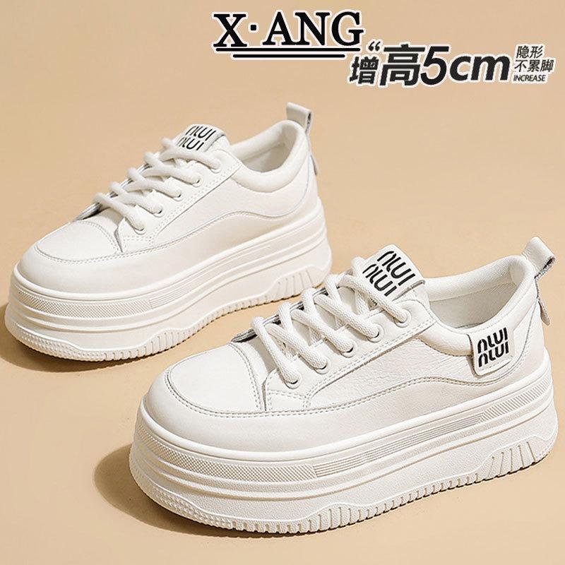 Leather thick-soled heightening little white shoes children's spring new versatile board shoes lightweight casual sports shoes single shoes