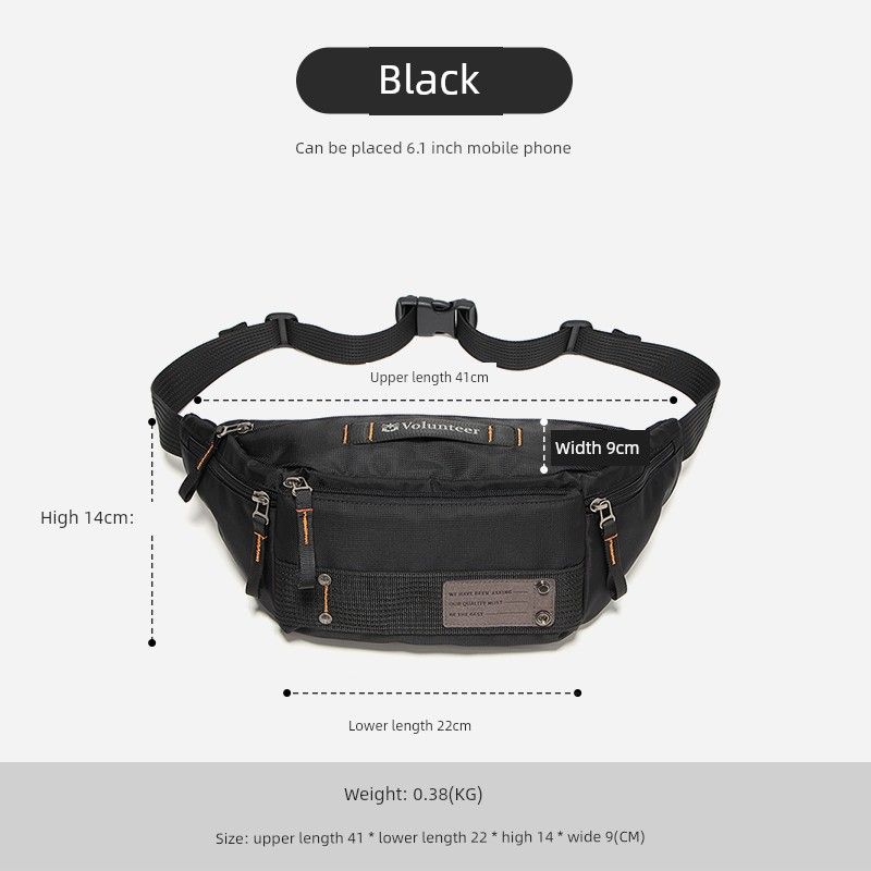 

Valender Outdoor Men s Belt Bag Autumn Chest Bag Fashion Shoulder Bag Lightweight Mobile Phone Bag Oxford Cloth Messenger Bag Black (paragraph 1)