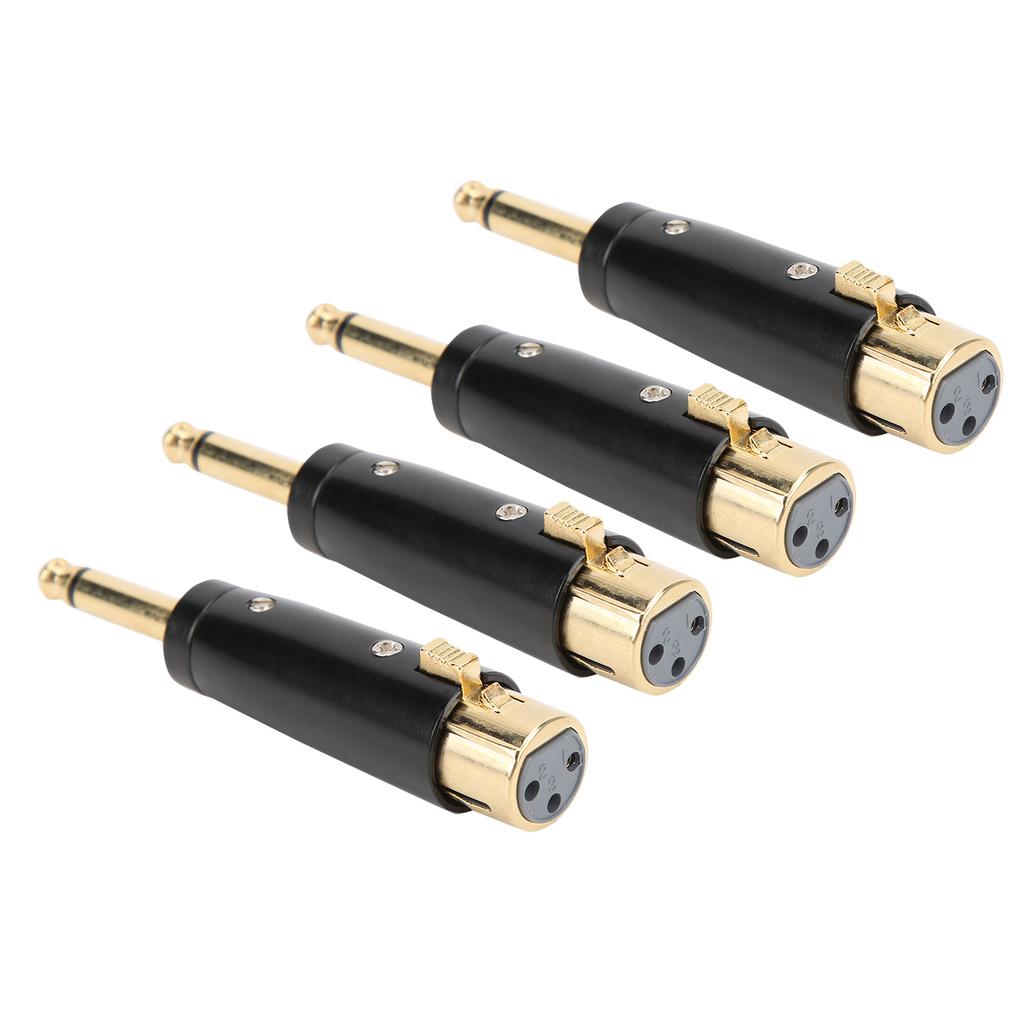 4Pcs XLR Adapter Audio Converter Metal 6.35mm Single Track Male to Female LZ1167G