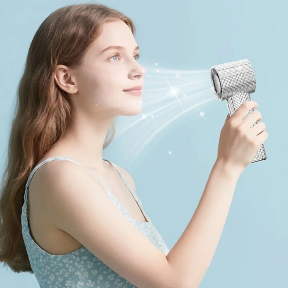 LED Powered Mini Portable Fan Small Size USB Rechargeable Mini Fan  Display Use