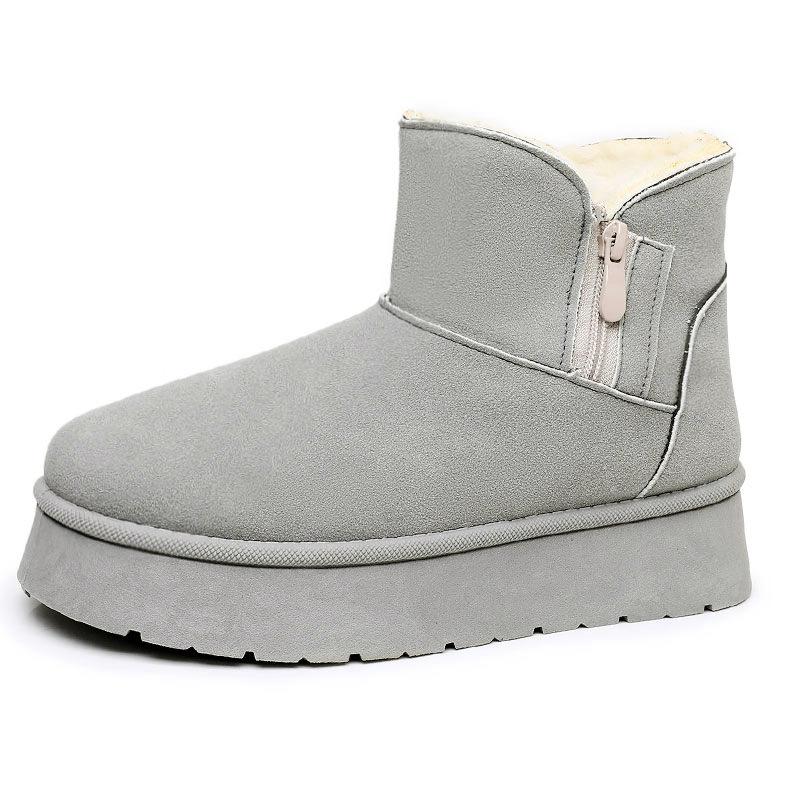 

Женские мини-ботинки из искусственной замши с пушистым мехом, зимние короткие ботинки на платформе, уютные ботинки-слипоны из искусственного меха на плоской подошве, теплые домашние и уличные ботинки для ходьбы для женщин 41 серый