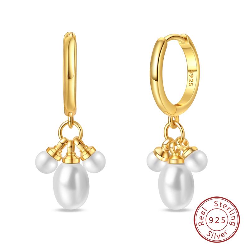 Luxus Goldene Muschel Seestern Perlen Ohrstecker 925 Silber Schmetterling Herzförmige Anhänger Perlenohrringe Für Frauen Party Schmuck