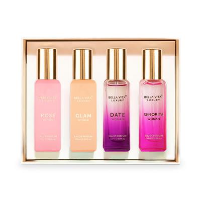 Bella Vita Luxury Woman Eau De Parfum Gift Set 4x20 Ml for Women with Date, Senorita, Glam, Rose Perfume
