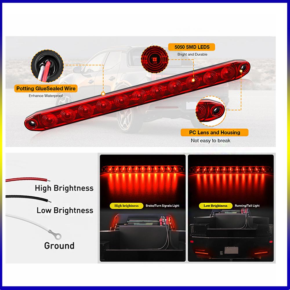 Truck Off-road Vehicle Trailer Light Strip With 11LED 15LED Signal Lights Used For Parking Turn Signals Rear Brake Work Light