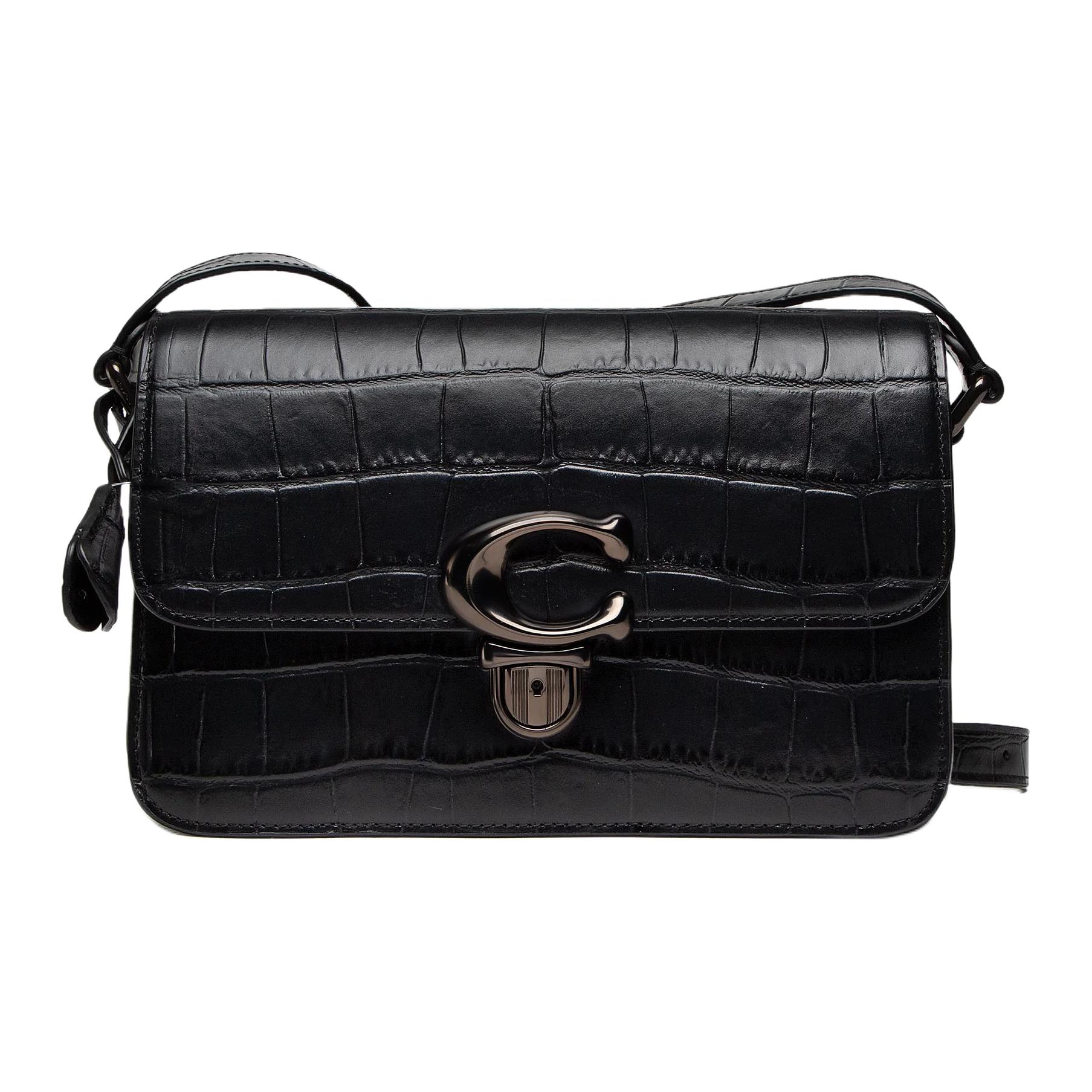 

Жіноча сумка через плече Coach Studio 25 C Logo Flap з крокодиловим візерунком, велика, чорного кольору, C6640-V5BLK Basic Set (Bag+Dust Bag)