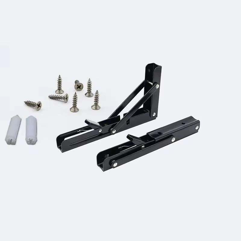 2X Foldable Table Top Shelf Support Heavy Duty Angle Bracket 300mm Black Tmy