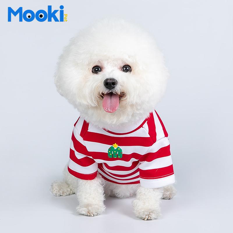 

MOOKIPET Pet Рождественская плюшевая футболка в красную полоску с изображением кота, рождественская одежда, чем медведь, Fadou, рождественская одежда