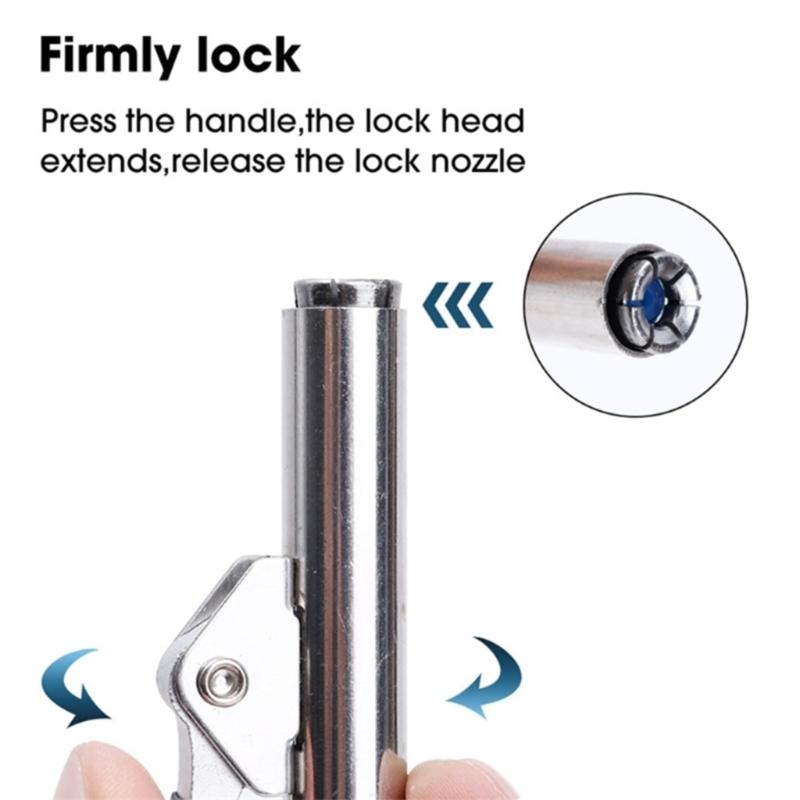 Hochdruck Einhand Fettpressen Mundstück und 2 flexible Schläuche Geeignet für Standard Schmiernippel M6 bis M14