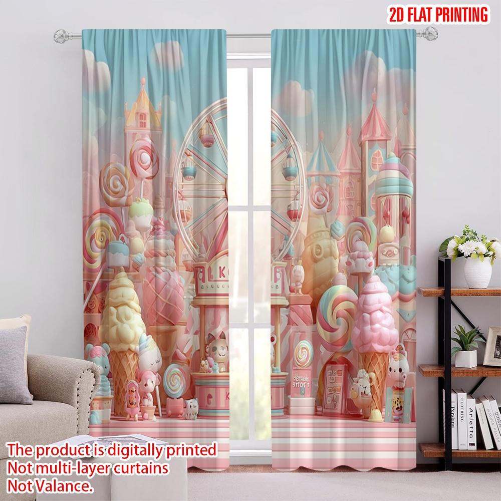 

2pcs,2D plane printing Curtains Digital Printed Dreamlike Candy Versatile Durable Polyester (without rod) Decorations For Home 52.50 × 116.00 cm 2 pcs