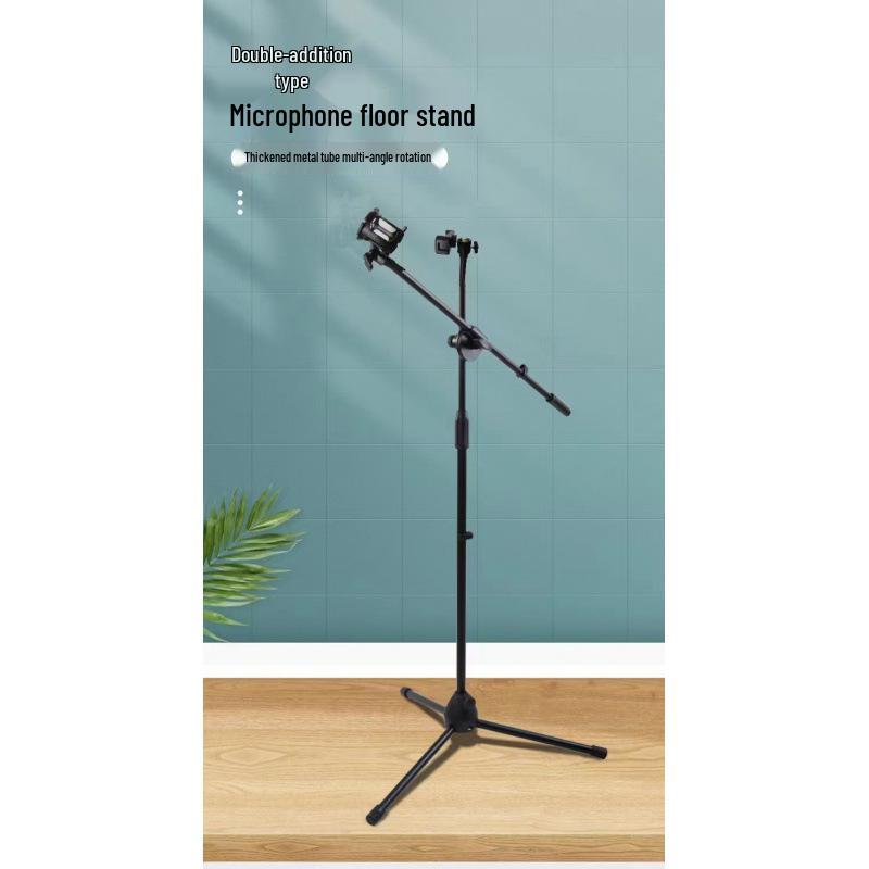 Adjustable Portable Microphone Tripod Stand for Live Streaming, Recording, Outdoor, or KTV