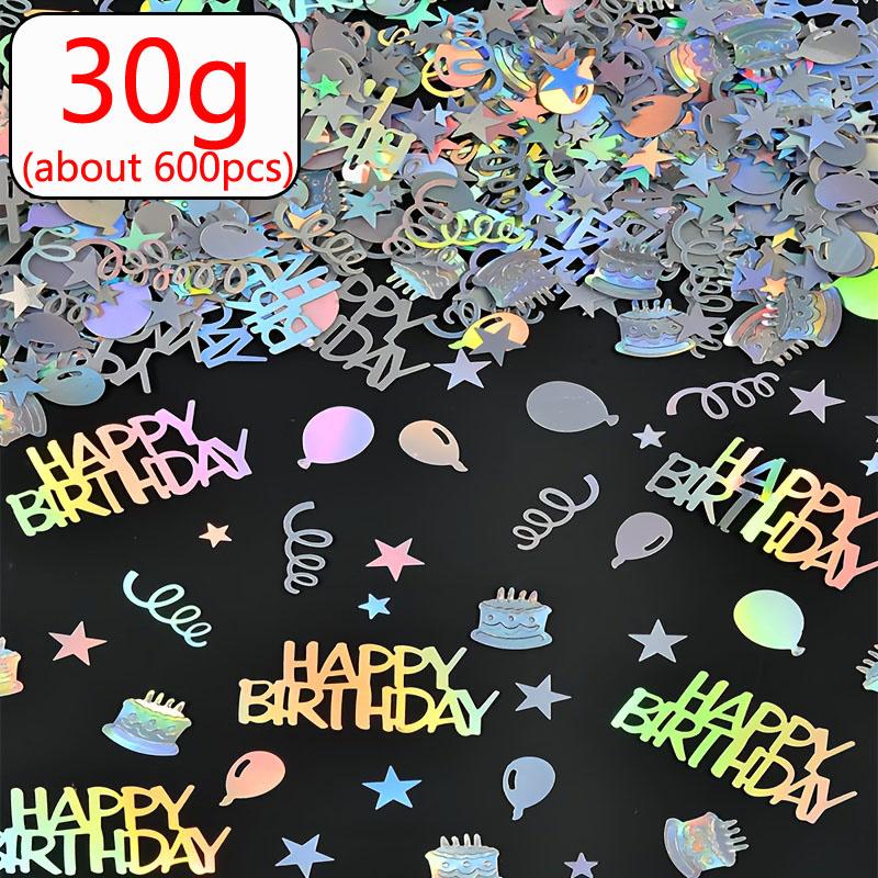 Birthday Party Decoration Rainbow Colored Happy Birthday Scraps Laser Streamers Confetti Circular Ball Cake Letter Shaped