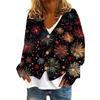 Women's Fashion Short Coat Casual Long Sleeve Printed Single Breasted Plush Top