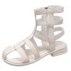Niche design half bag head hollow leak toe cool boots thick heel leather side zipper high top sandals women