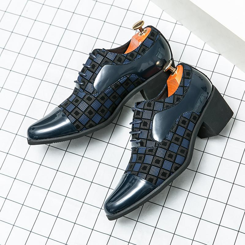 British Style Leather Laofers Fashion Business Leather Shoes Party Lace-up High Heel Shoes Pointed Toe Prom Dress Shoes Luxury