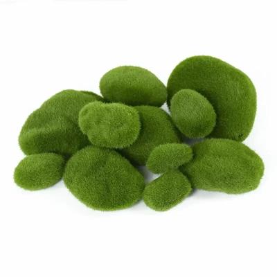 10 Piezas Simulación Piedra de Musgo Rocas de Musgo Artificial Bola Planta Verde Falsa para Decoración de Hogar Jardín Maceta Manualidades Creativas