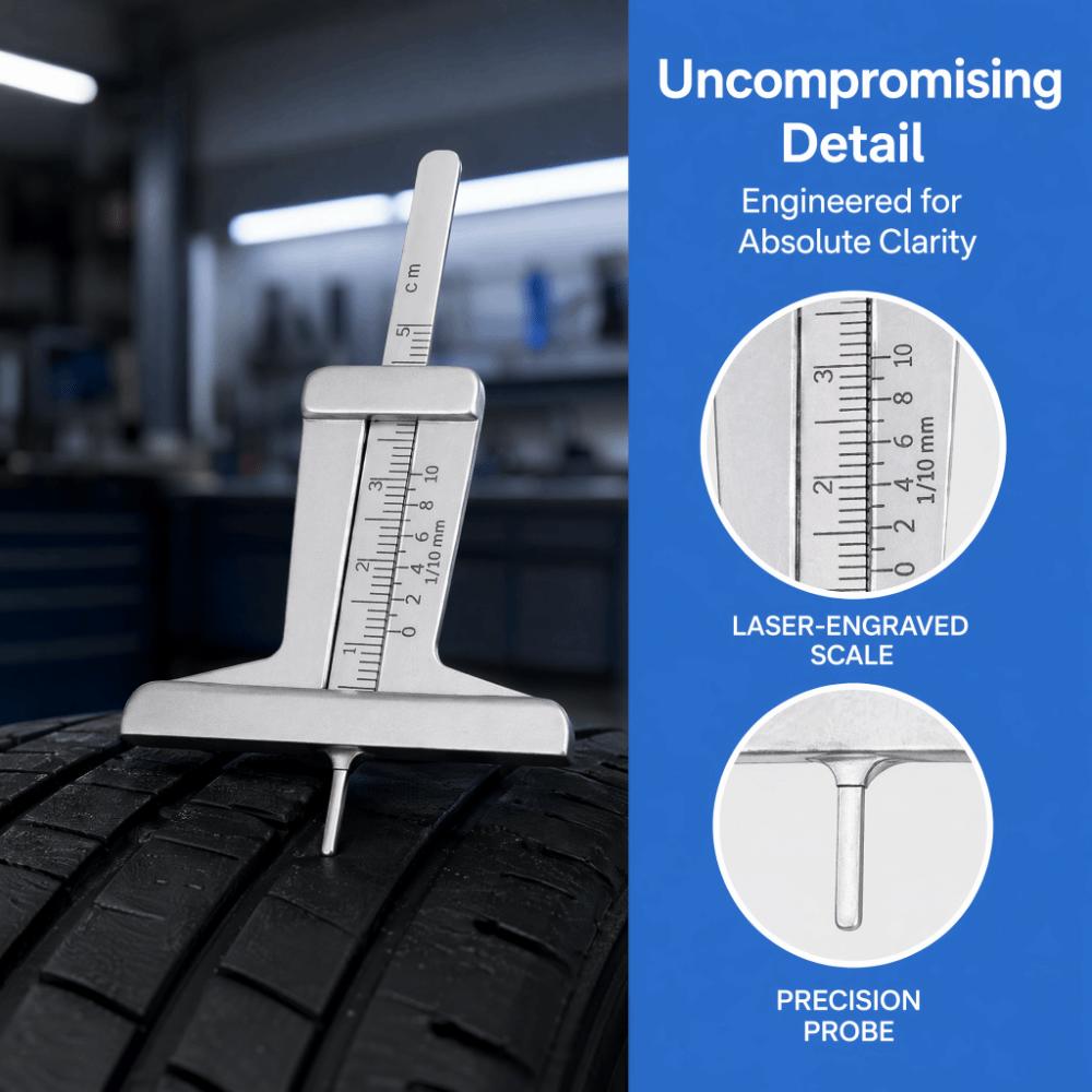 2pcs Stainless Steel Tire Tread Depth Gauge Vehicle Tread Wear Indicator For Car Inspection