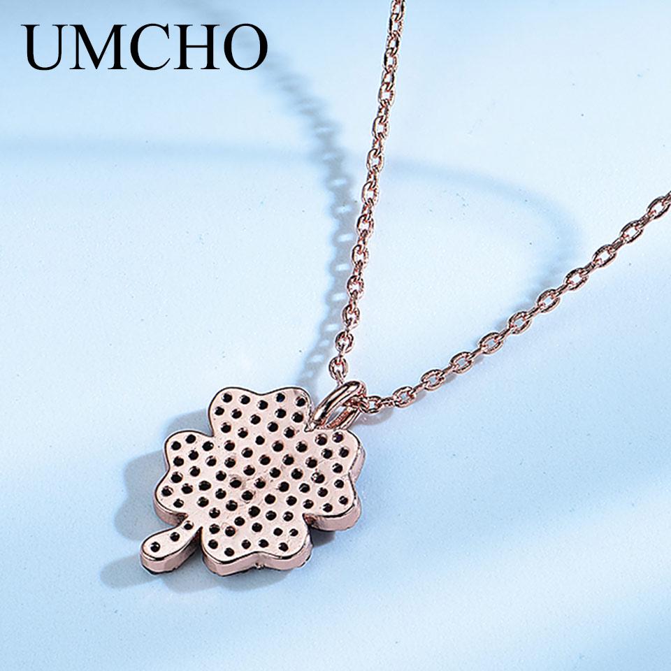 Umcho Double Color Clover Necklace 925 Sterling Silver Pendants Necklace For Women Anniversary Birthday Gift Fine Jewelry