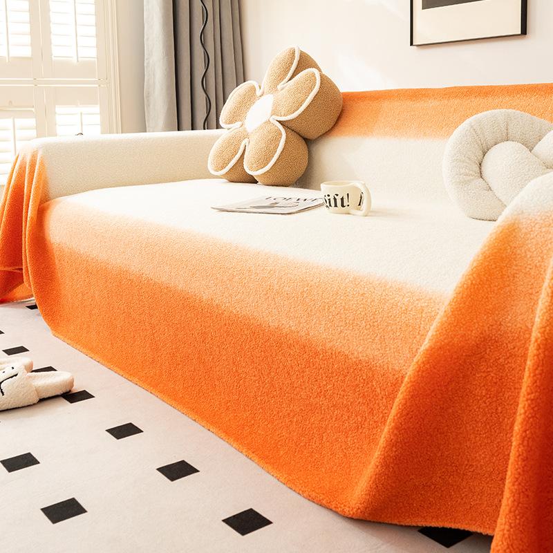 Lamb fleece thickened sofa towel, advanced sense, anti-cat scratch, simple modern style, living room full cover, sofa cover, blanket cover