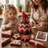 Retro styl látková umělecká ptáček vánoční stromek patchwork sada, DIY prošívaná řemesla kreativní ručně vyráběné dárkové nápady květinový středobod pro sváteční domov