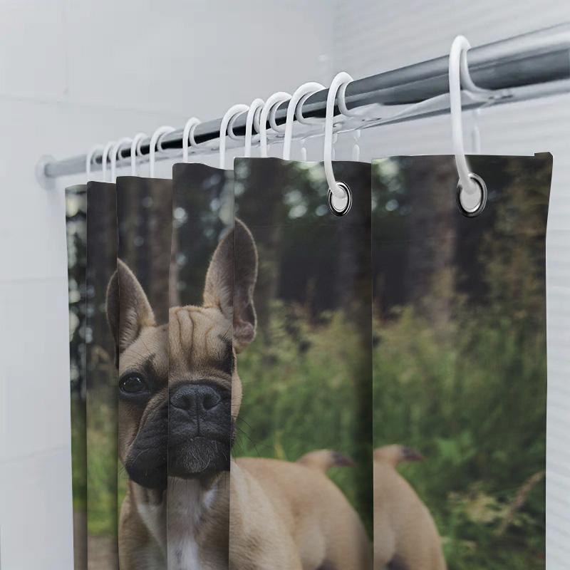 Adorable French Bulldog Shower Curtain High-Quality Fabric Print For Bathrooms Perfect Gift Idea