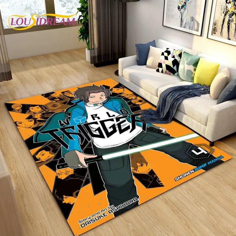 Tapete de área de desenho animado World Trigger Anime, tapete de carpete para sala de estar, quarto, sofá, capacho, decoração, crianças brincam, tapete de chão antiderrapante