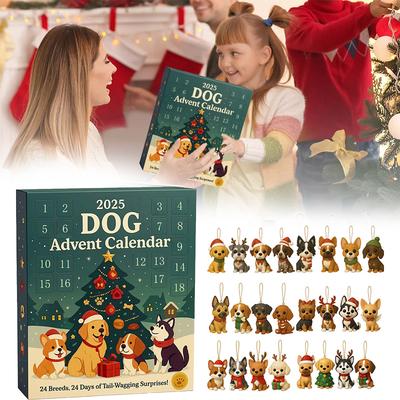 Honden Adventskalender 2025-24 Stuks 2D Feestelijke Rassen Ornamenten - Adventskalender Voor Huisdieren Met Herbruikbare Ornamenten, Idee Voor Hondenliefde