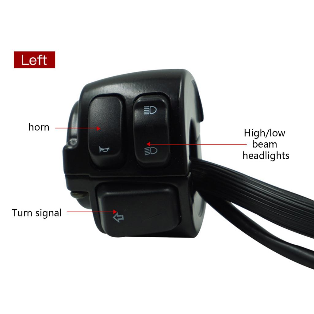 1'' Motorcycle Handlebar Control Switch Handlebar Switches On Off Switch with Horn Turn Signal High Low Beam Control