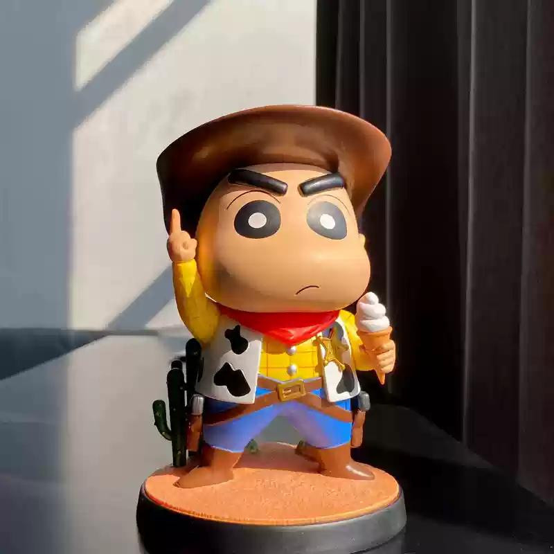 

Crayon Shin-chan Cosplay Woody Buzz Lightyear Cowboy Handmade Model Decoration Doll Fans Birthday Gift Toys GK Shin chan Series 11CM