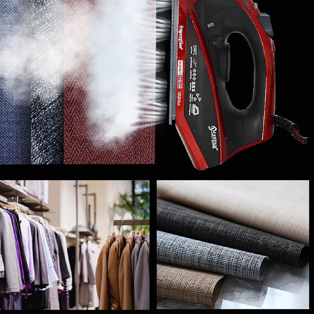 Steam Iron for Clothes 4 Level Adjustable Vertical Electric Irons Self-Cleaning Travel Portable Ironing Steamer 2500W Black/Red