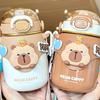 Capybara Cartoon Thermos Water Cup with Straw 700ML Water Bottle Summer Drink Bottle Leakproof Travel Drink Cup for Women & Men