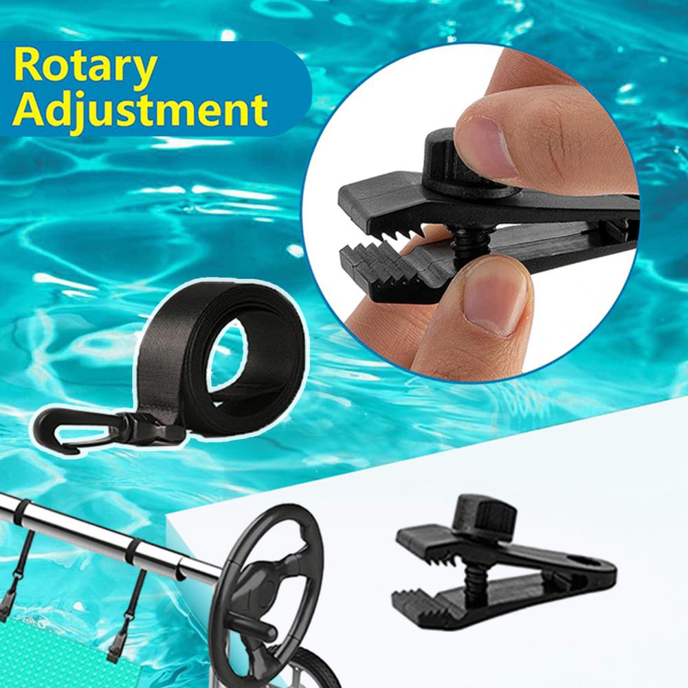 Heat-resistant Pool Cover Attachment Kit Heavy Duty Nylon Pool Cover Straps Inground Pool Solar Cover Reel for Swimming
