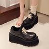 Fashion 2025 New Women's Shoes Platform Footwear Fashion Style All-Match Black Flats Dress Leather Shoes Fashion Thick Sole Shoes