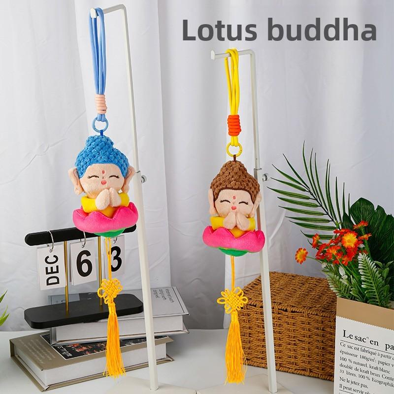 Lotus-Buddha-Plüschfigur mit Schlüsselanhänger für Rucksack und Auto