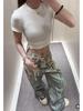 Lace Print Retro Wide-Leg Jeans