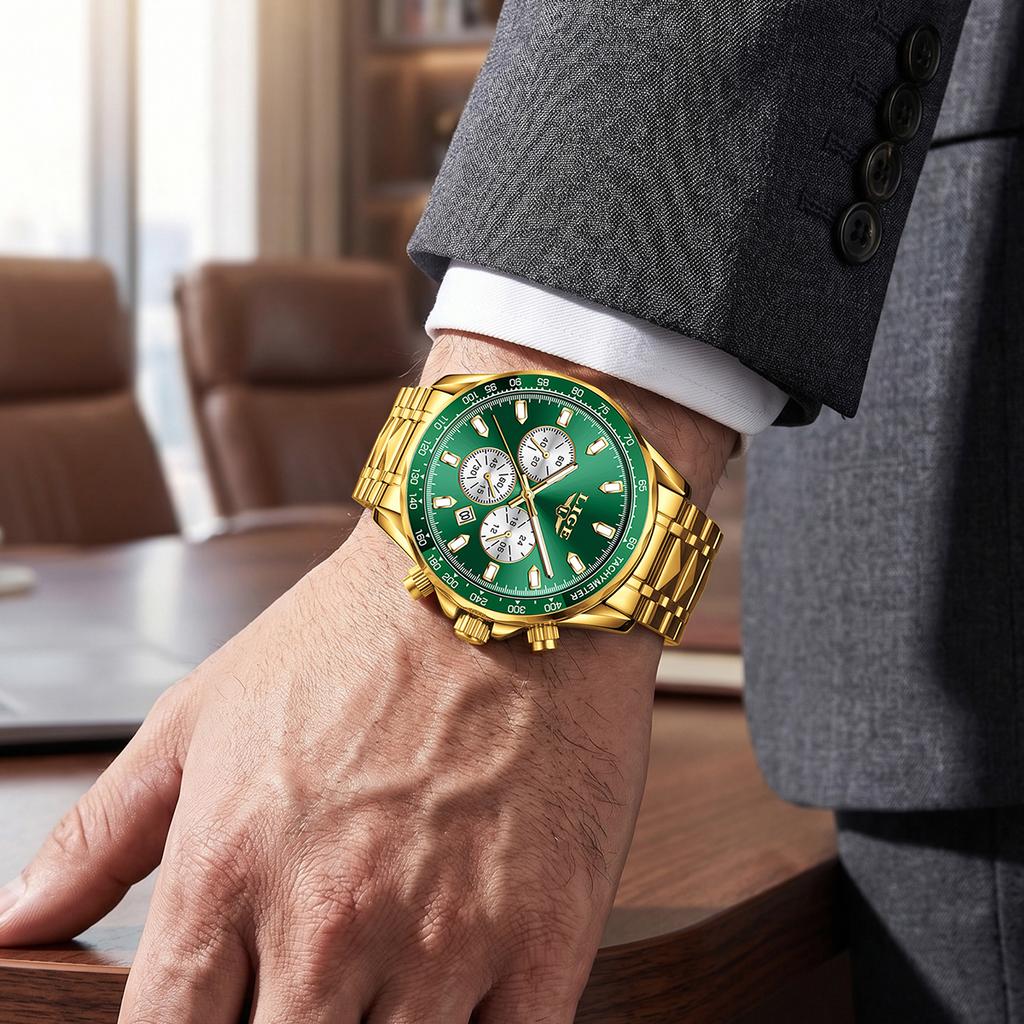 LIGE Top Luxury Man Watch New Waterproof Luminous Calendar Watch Men Quartz Wristwatch Chronograph Watches for Men Reloj