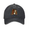 Ghost Library Vintage Washed Denim Baseball Cap Cotton Canvas Adjustable Hat Halloween Theme Design Classic Streetwear Style