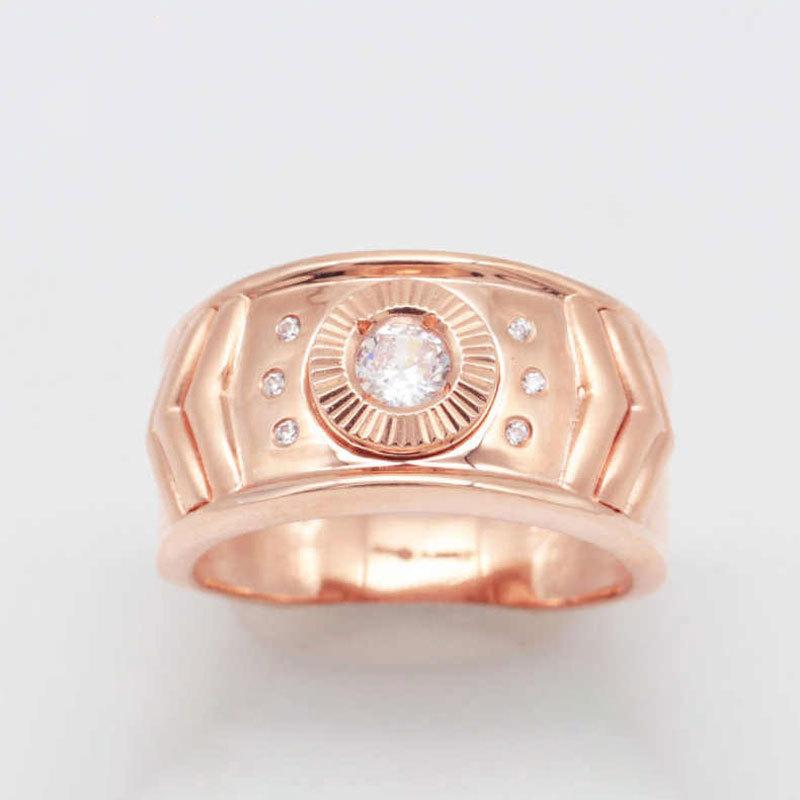 

Rose Gold Plated Zircon Ring Fashion Personality Ring 585 Color Gold Temperament Live Design