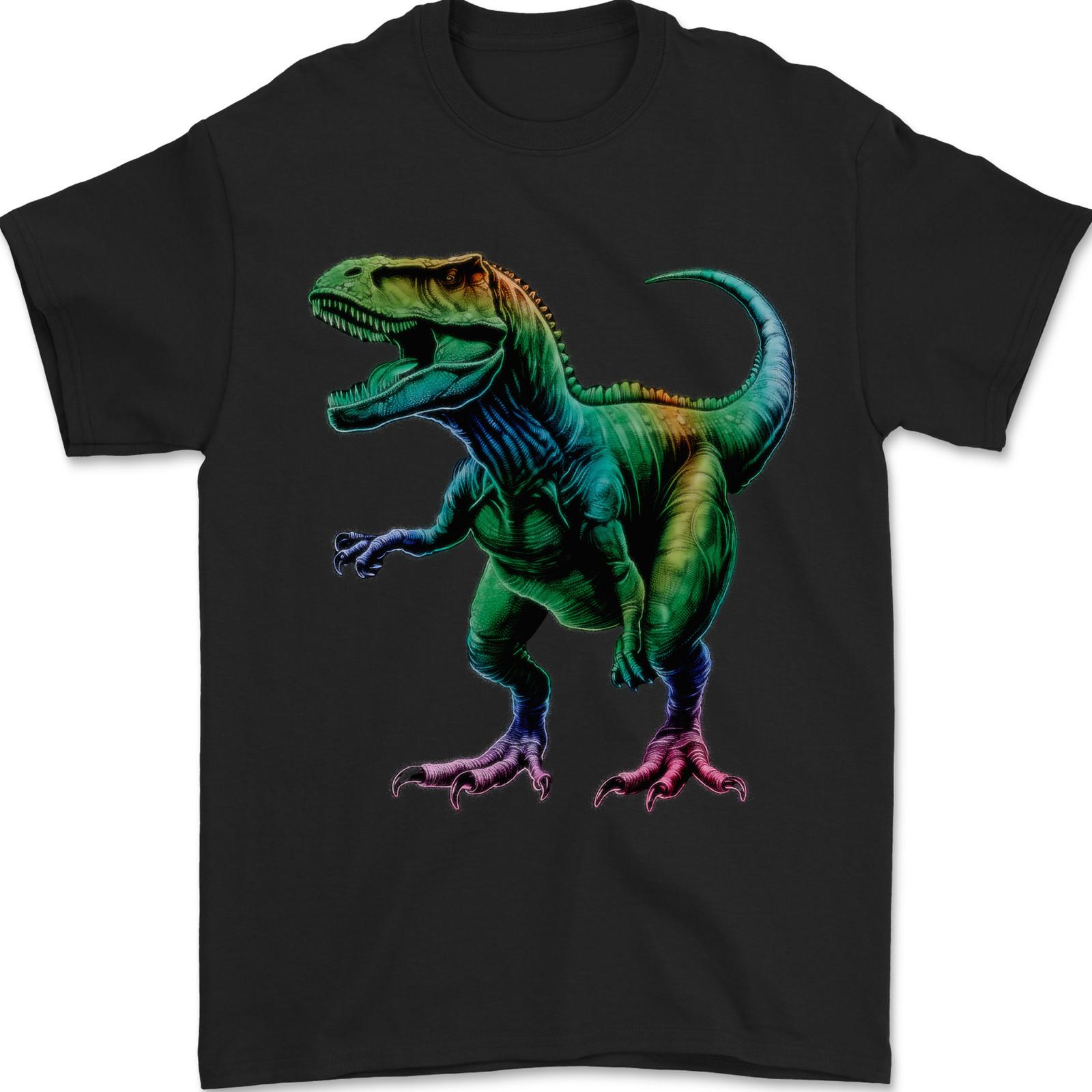 Colourful T-Rex Dinosaur Mens T-Shirt 100% Cotton S разноцветный