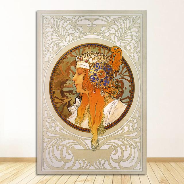 Nouveau Posters and Prints Fine Replica Wall Art Painting Pictures for Living Room Home Decor Alphonse Mucha Large Vintage Art