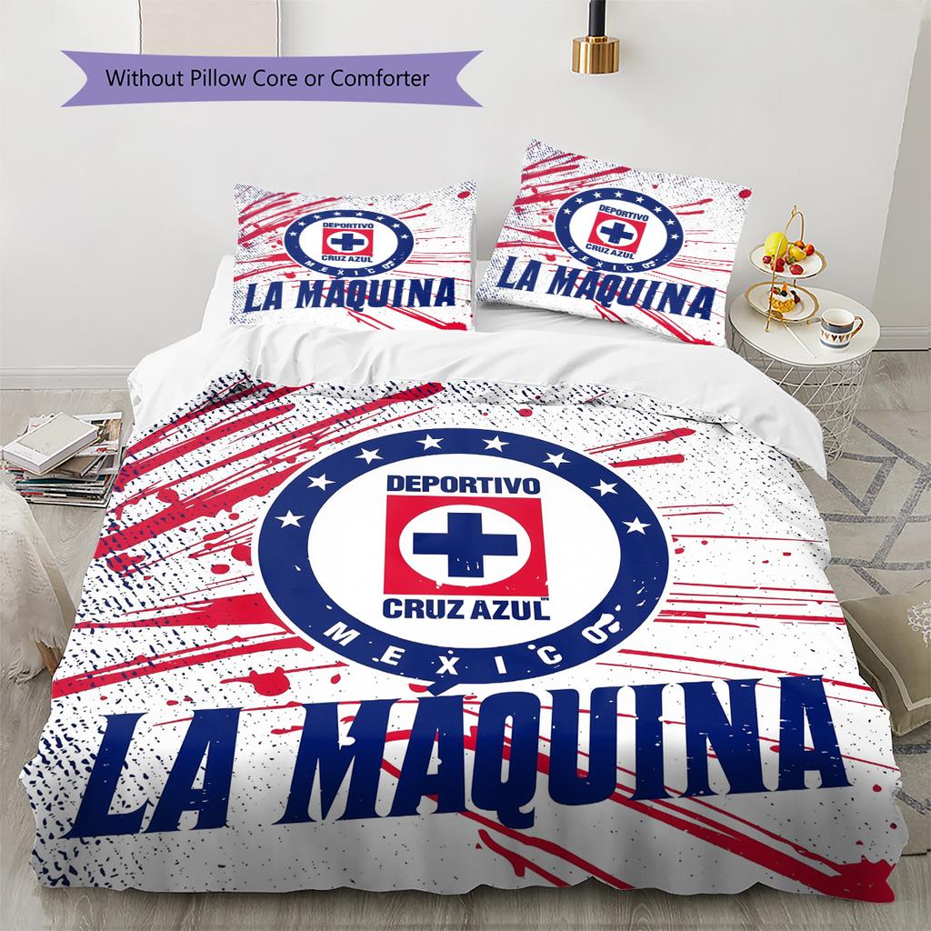 Cruz Azul Football Club Pattern Bedding Home Decoration Birthday Gift (1 * Duvet Cover + 2 * Pillowcase, Without Core)