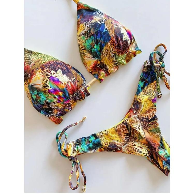 

2025 Популярная женская пляжная одежда Сексуальный комплект бикини Горячий спортивный купальник Push-Up Мягкий купальник Изысканный купальник для купания L