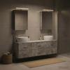 5 Piece Bathroom Furniture Set Concrete Grey Engineered Wood and Glass