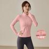 High-end white quick-drying clothes, thin sports jacket, women's running yoga stand-up collar, tight mountain climbing cycling clothes, long sleeves