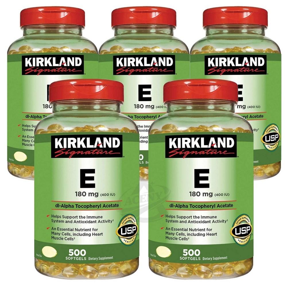 Kirkland Signature Vitamin E 180mg 500 Softgels E 180mg 500ct 500 Tablets 5 pcs