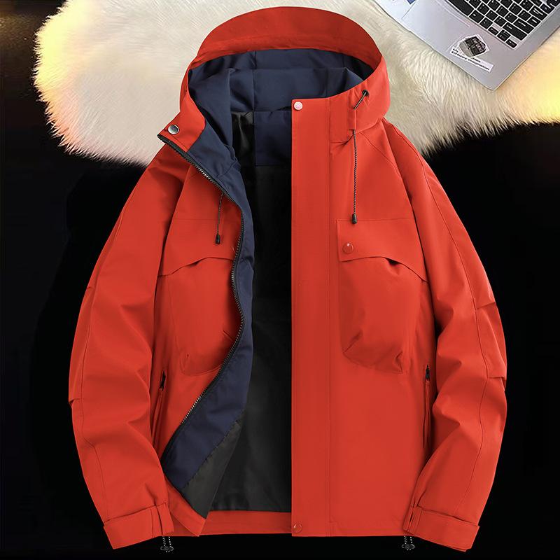 Spring and Autumn Jackets Men's and Women's New Windproof and Waterproof Tooling Jacket Multi-pocket Hooded Jacket Simple