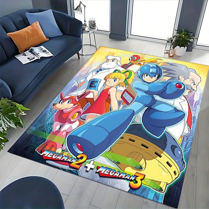1pc Megaman Anime Cartoon Design Office Chair Mat Non-Slip Carpet for Home Decor, Living Room, Bedroom, Game Room - Perfect Gift for Fans of Mega Man