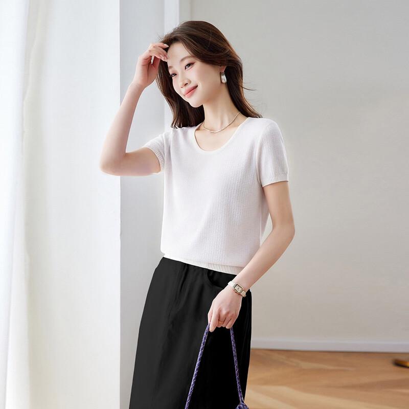 Srcr Women's Textured Knit Short Sleeve T-Shirt
