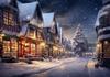 Winter Christmas Village Background Home Decoration Photography Studio Background New Year Snow Town Mountains Background